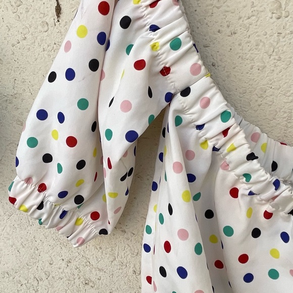 Zara off shoulder polka dot summer crop top - Picture 4 of 8